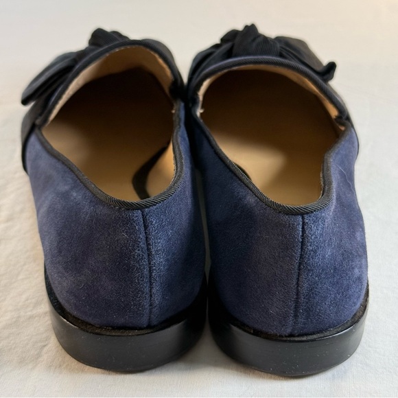ANTONIO MELANI Dark Blue Suede Loafers with Black Bow Women’s Size 7 - Picture 3 of 11